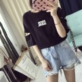 2017短袖t恤女學生字母時尚百搭寬鬆原宿bf風韓版潮新款夏裝半袖