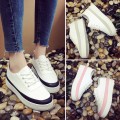2017春新款韓版白色女鞋運動鞋學生百搭系帶小白鞋女厚底休閒板鞋