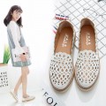 2017春夏新款圓頭鏤空透氣平跟單鞋女洞洞鞋韓版舒適平底女鞋子潮