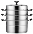 不銹鋼蒸鍋28cm复底蒸鍋加厚 蒸籠 蒸格燃氣電磁爐三層四層蒂洛克