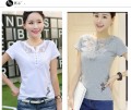 CllK2017夏季新款韓版短袖t恤女裝打底修身顯瘦蕾絲t恤大碼棉T